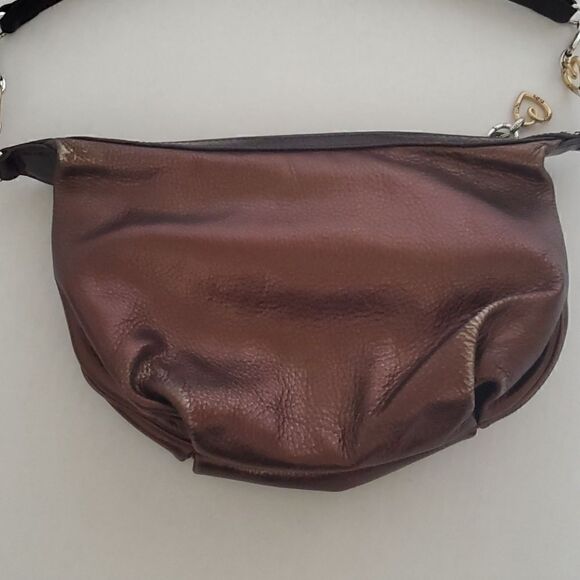 BRIGHTON Metallic Bronze Leather Small Hobo Bag‎ - Picture 2 of 9